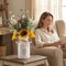 Spring Tabletop Decor – Artificial Sunflower Arrangement with Metal Milk Can Vase, Silk Sunflower & Daisy Faux Flower Centerpiece for Kitchen Table, Bathroom, Coffee Table & Farmhouse Home Décor (Yellow)